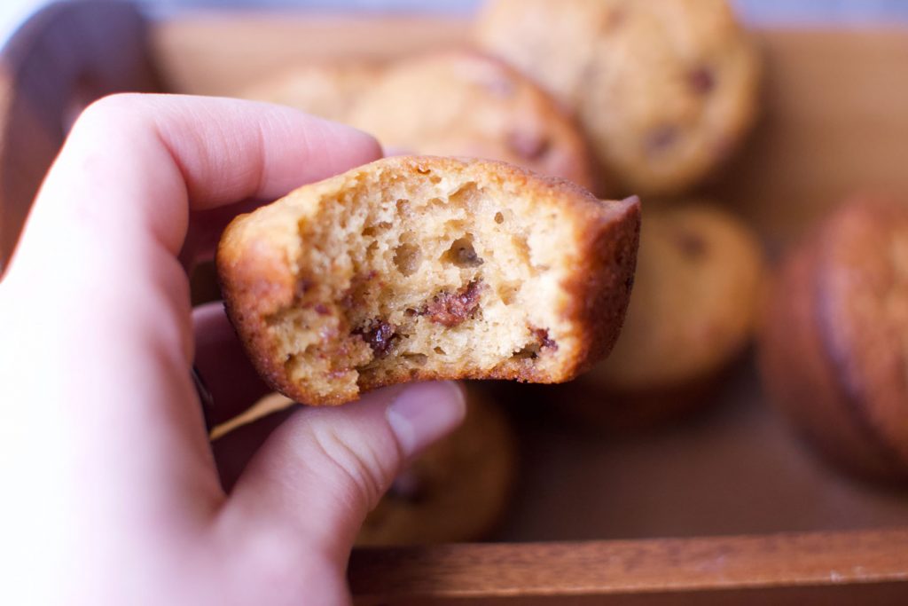 Chocolate chip muffins inside